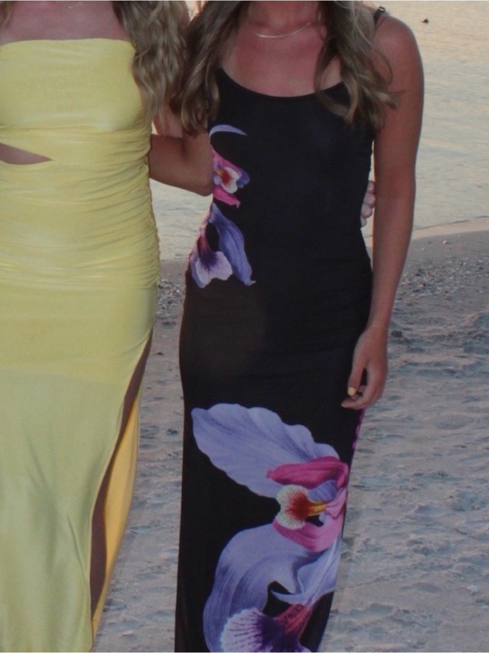 Peppermayo Black Maxi Dress with Pink & Purple Floral Print